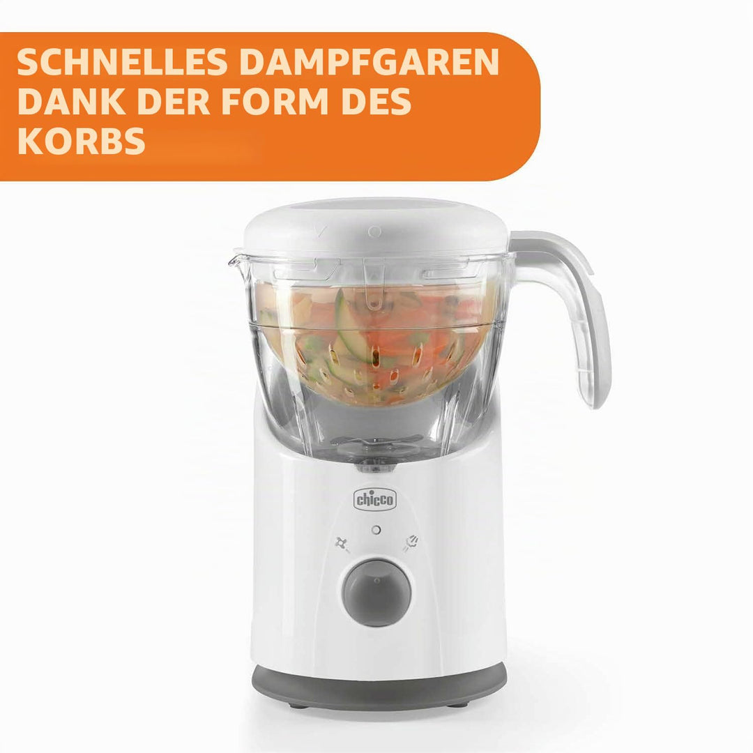 Chicco Easy Meal Mahlzeitenkocher, Multifunktions Babynahrungszubereiter für die Entwöhnung, Mixer u