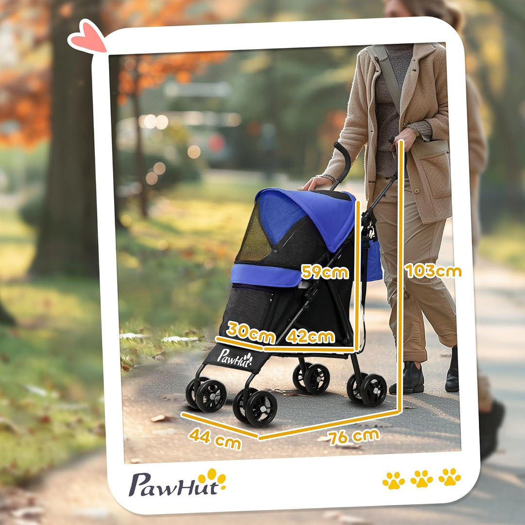 PawHut Hundewagen Hundebuggy klappbar für Hunde & Katzen bis 4 kg Katzenbuggy mit Netzfenstern Schul