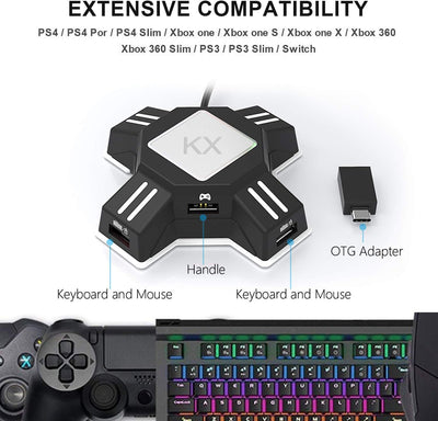 Adapter maus und tastatur Konverter für PS4 PS3 Xbox One Nintendo Switch KX USB 2.0 Game Controller