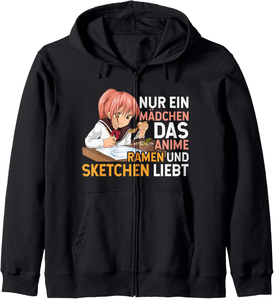 Japanische Ramen Nudeln Manga Sketchen Anime Mädchen Kapuzenjacke