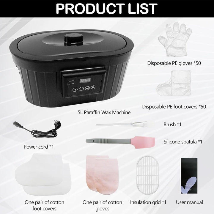 Paraffinbad für Hände und Füsse Set, 5L Paraffin Wachsbad Maschine Paraffinbäder Wachsbad für Hände