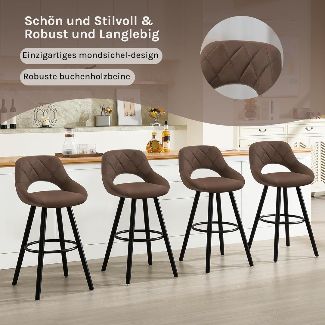 WOLTU Barhocker 2er Set, Barstuhl Küchenhocker Thekenhocker, Hocker mit Rückenlehne Fussstütze, aus