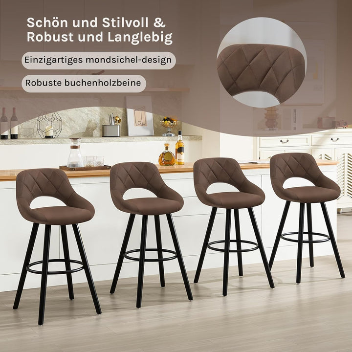 WOLTU Barhocker 2er Set, Barstuhl Küchenhocker Thekenhocker, Hocker mit Rückenlehne Fussstütze, aus