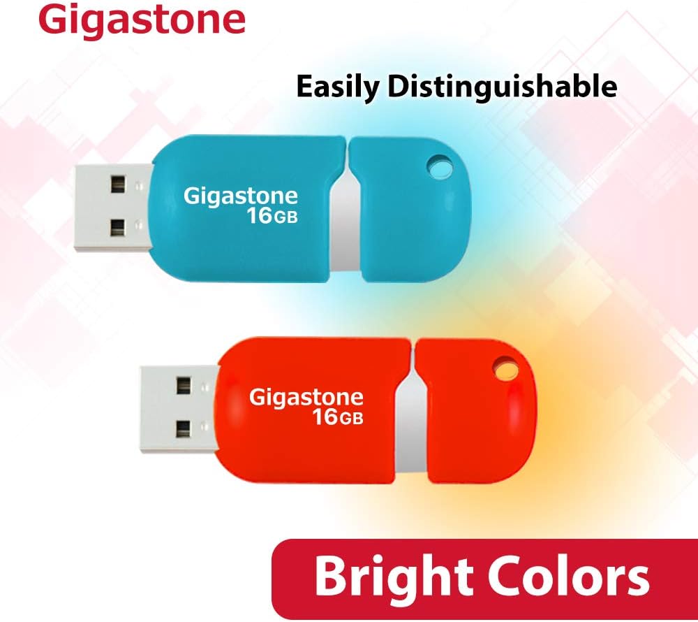 Gigastone V10 16GB 2er-Pack USB 2.0 Flash-Laufwerk, Einziehbare Tasten für MacBook Laptop, Windows M