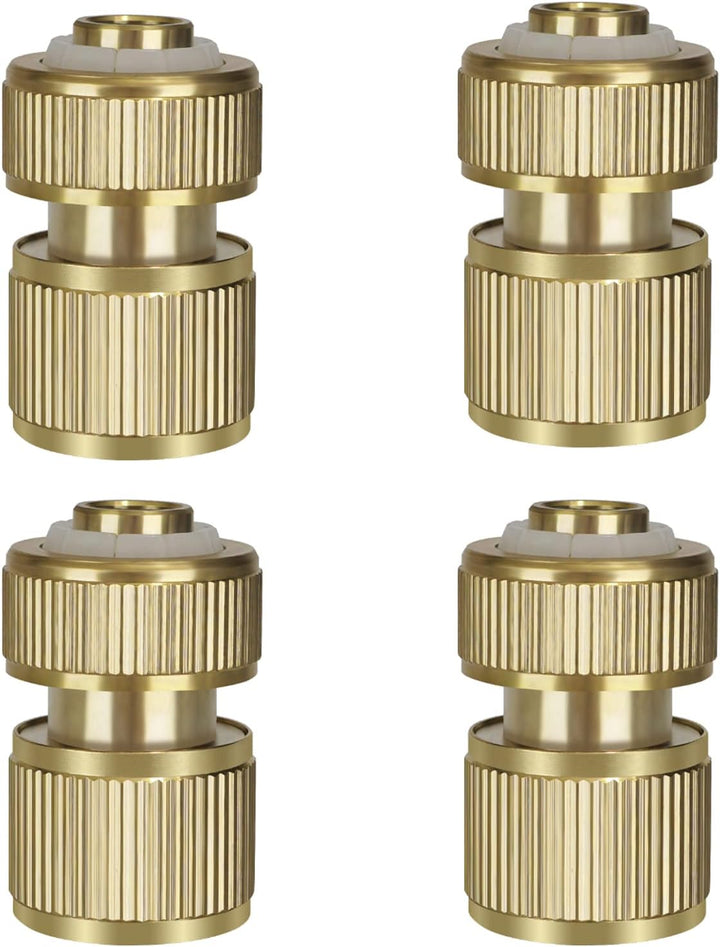 iBamso Messing Schlauchanschluss, 4 Stück Schlauchverbinder, Gartenschlauch Schnellkupplungen einfac
