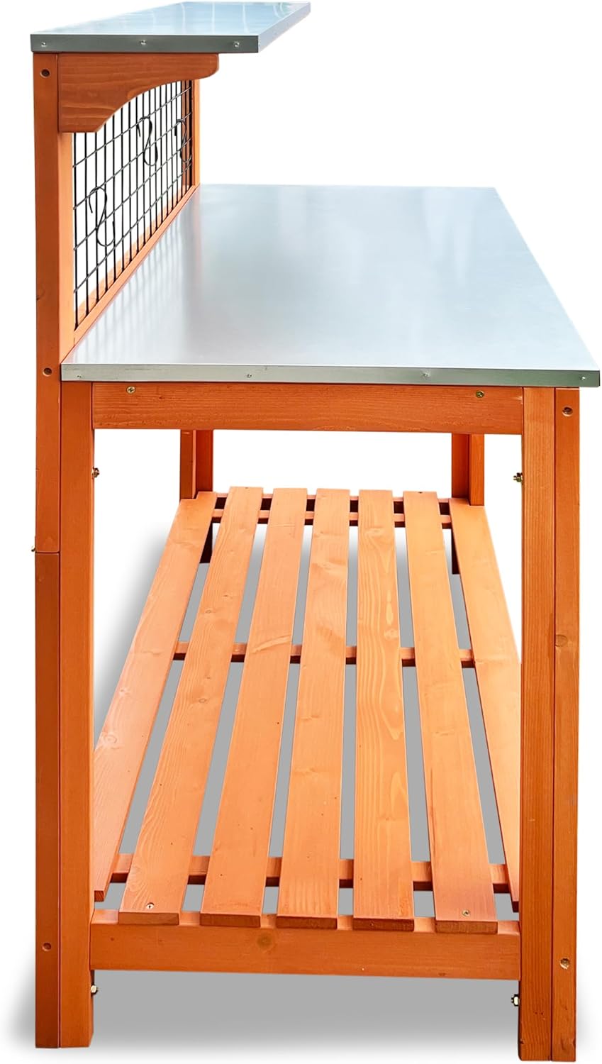 Habau 695 Gartentisch mit verzinkter Arbeitsplatte, Natur 101 x 55 x 117