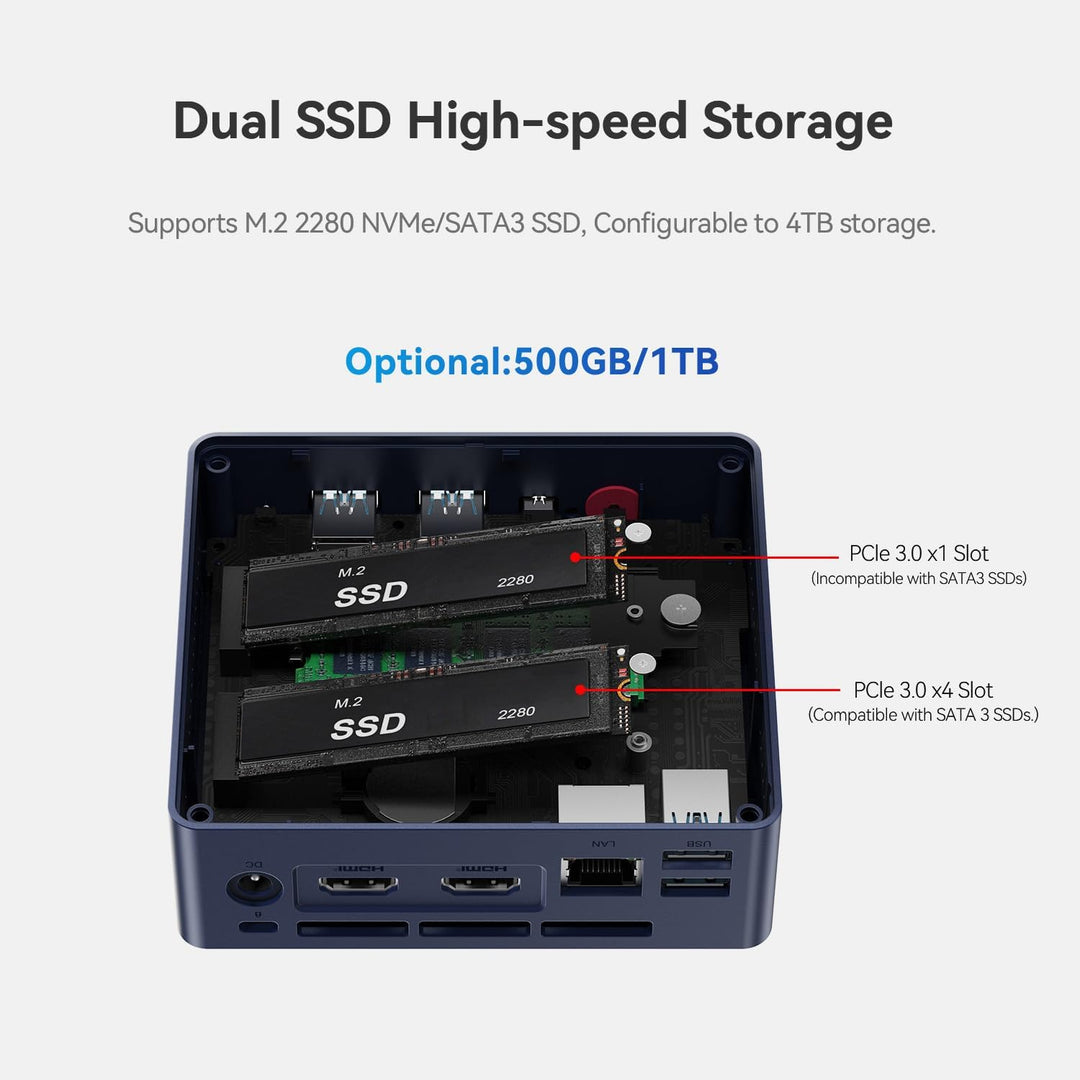Beelink Mini PC, 12. Gen Intel Alder Lake-N100 Prozessor (bis zu 3.40GHz), MINI-S12 W11 Pro Computer