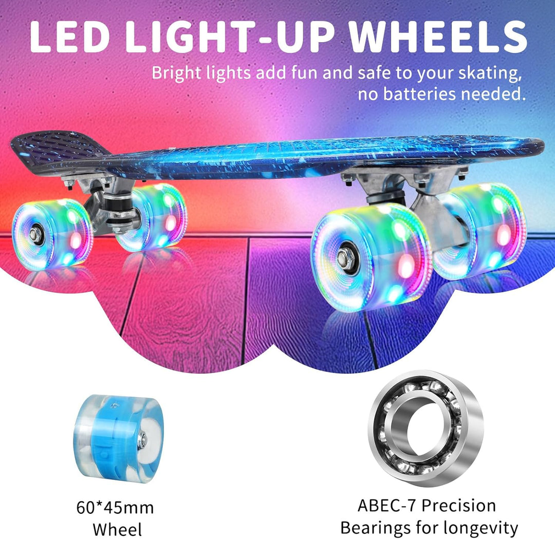 BELEEV Skateboard für Kinder, 56 cm Cruiser Skateboard Mädchen Junge Anfänger Jugendliche Erwachsene