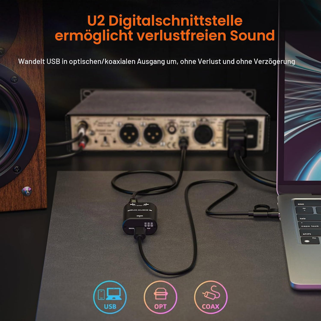 Douk Audio U2 USB Konverter XMOS XU208 Digitale Schnittstelle TOSLINK Koaxial DOP SPDIF Adapter DSD6