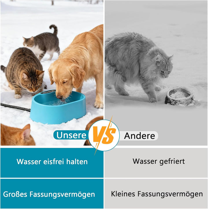 Beheizter Wassernapf 3,7 L Frostschutz Hunde Katzen Hühner, 35 °c Konstante Temperatur, Beheizter Wa