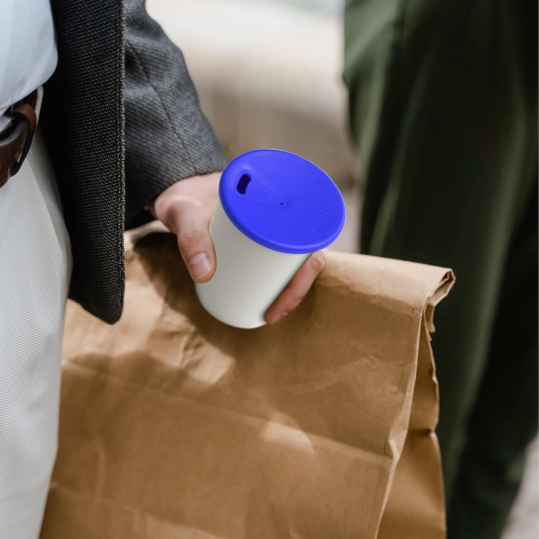 achilles Kaffeebecher mit Deckel, Kunststoffbecher, Mehrwegbecher, Trinkbecher, LFGB geprüft, spülma