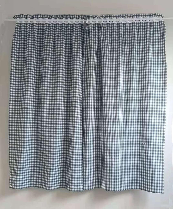 Yaland Vorhänge mit Karo-Muster Landhausstil Gardinen Karo-grösse 1x1cm Wohnzimmer Gardinenschals mi