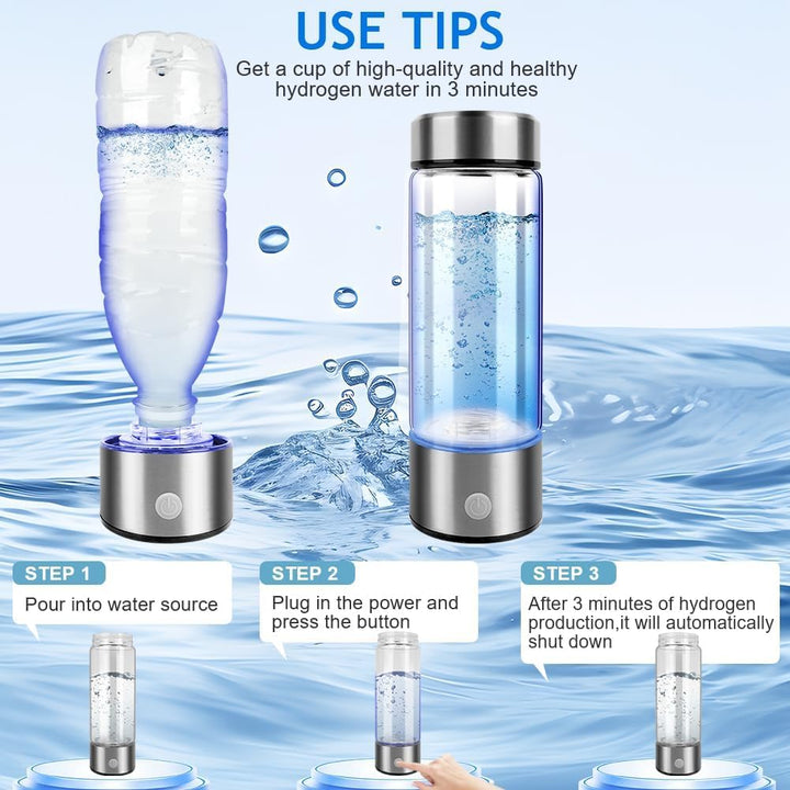 Flintronic Wasserstoff Wasserflasche, 420ML Wasserstoff Generator, Tragbarer Wasserionisator, Hydrog