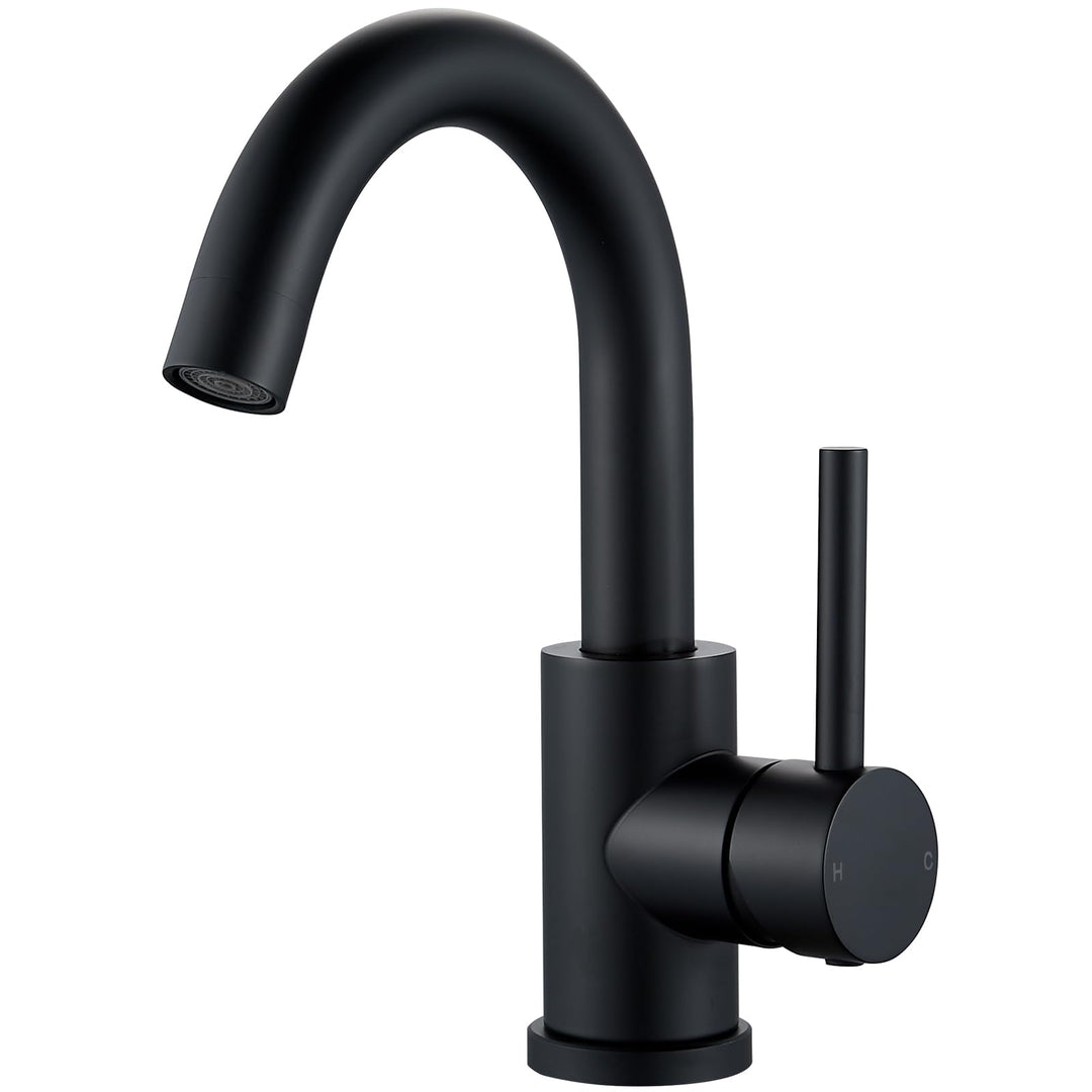 Schwarz Wasserhahn Bad 360° Drehbar, Edelstahl Waschtischarmatur Armaturen Waschbecken Hoch, Einhebe