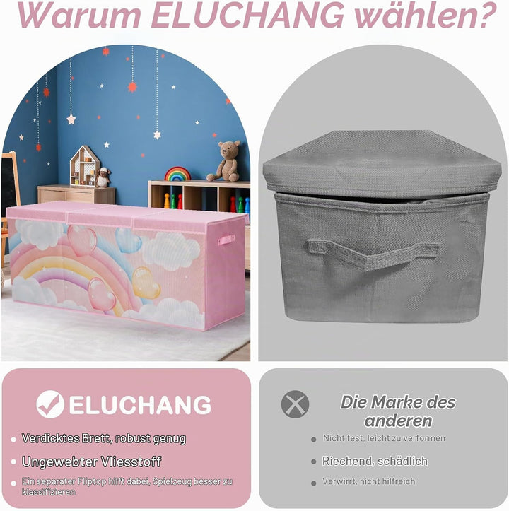 ELUCHANG Aufbewahrungsbox mit Deckel Kinder, 147L Grosse Faltbare Truhen &amp; Kisten für Kinder, Spielz