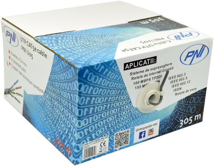 Ethernet LAN Kabel CAT5e PNI U05 für Internet 1 Gigabit/Überwachungssystem, 305m