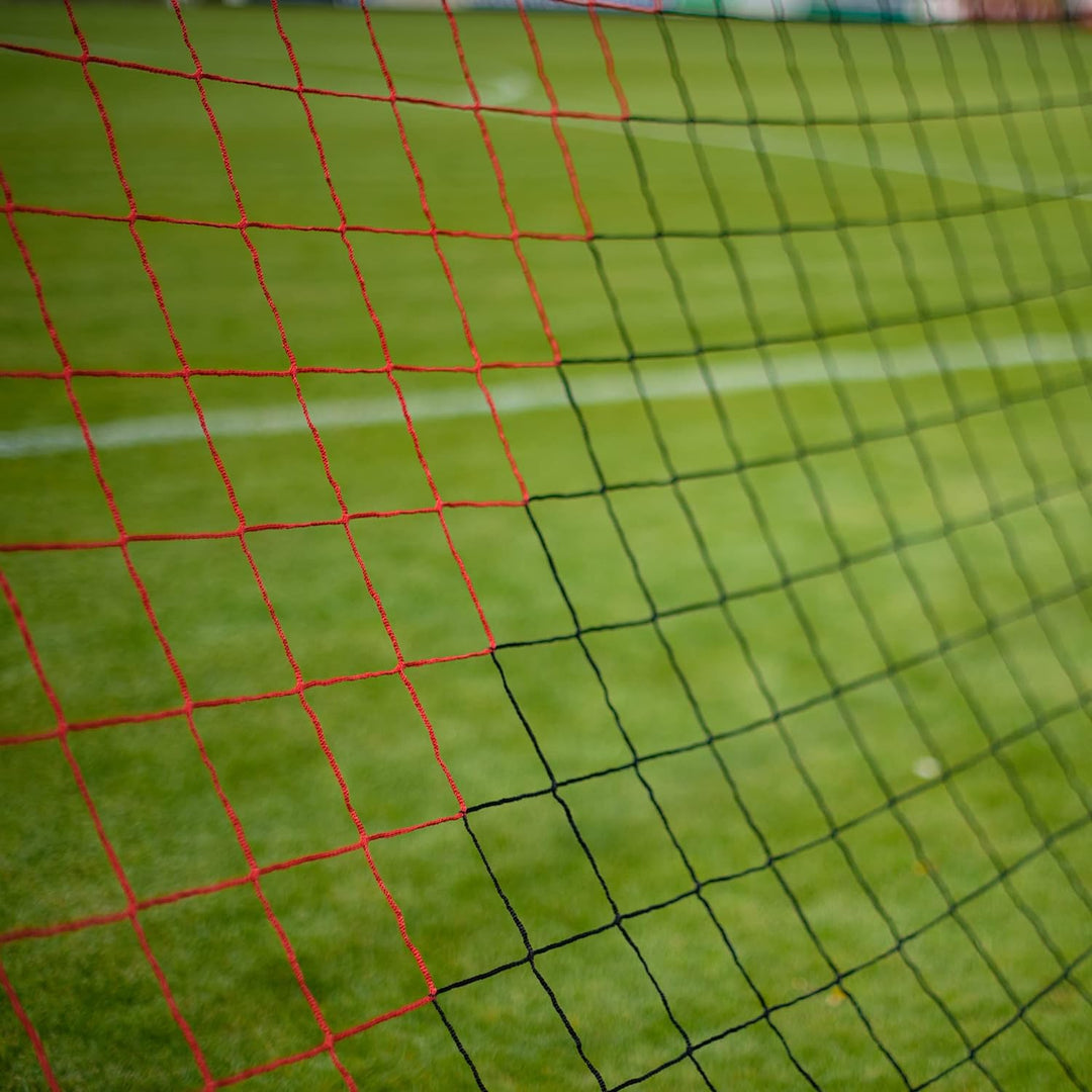 Fussballnetz für Clubs 7.32 x 2.44 x 0.8 x 2 m - 4mm - Extrem robust - Rot/Schwarz