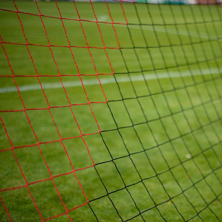 Fussballnetz für Clubs 7.32 x 2.44 x 0.8 x 2 m - 4mm - Extrem robust - Rot/Schwarz