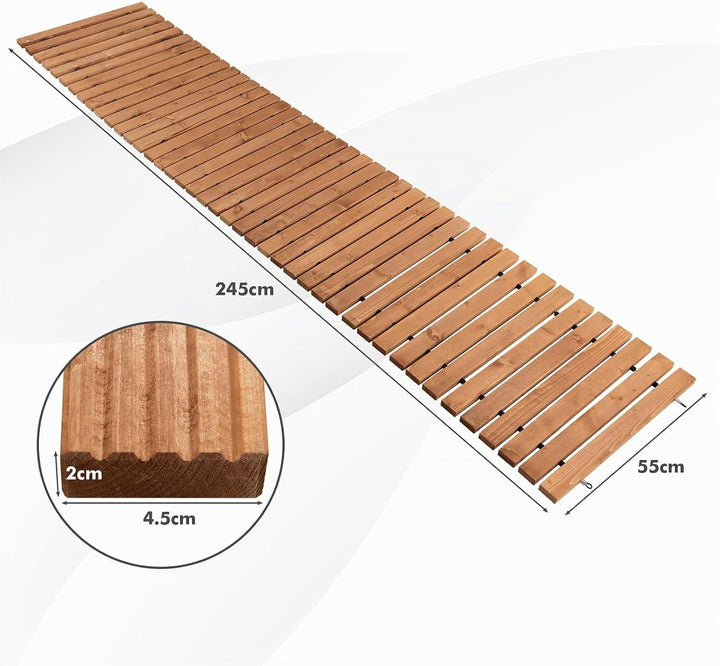 SOARS Rollweg, Gartenweg aus Tannenholz mit Tragegriff &amp; Metalldraht, Gartentritt, Gehweg, Holztritt