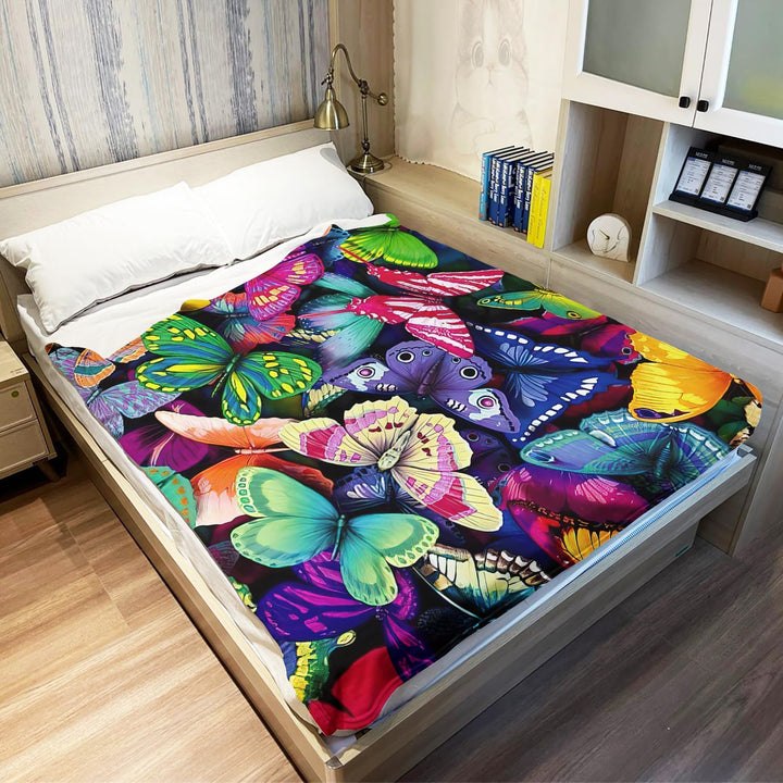YISUMEI - 150 x 200 cm Decke - Bunte Schmetterlings Schönheits Natur Fleecedecke,Kaschmir-Gefühl Kus