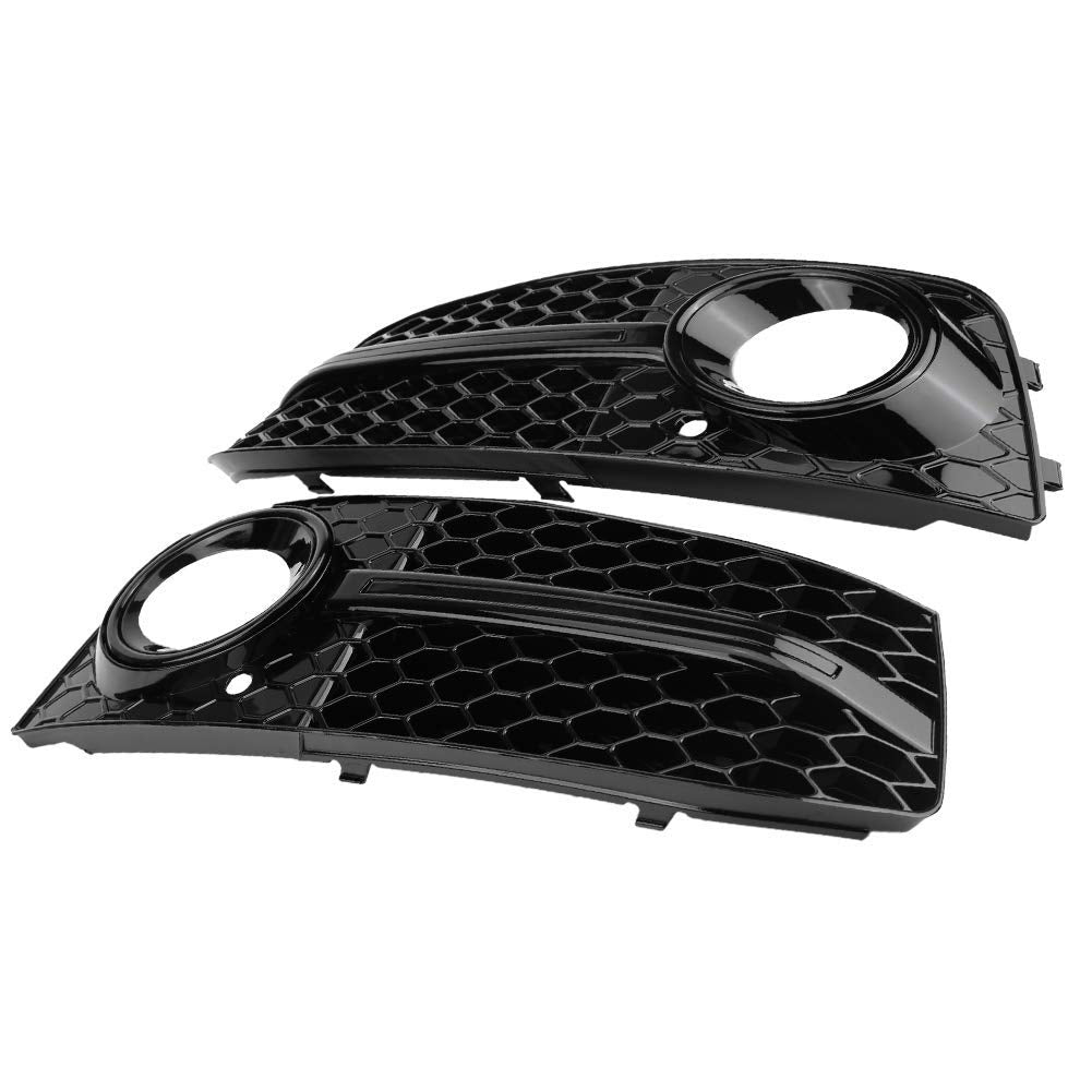 Gitter Nebelscheinwerfer, 2 Stück für RS4 Style Glossy Black Nebelscheinwerfer Frontgrill für A4 B8