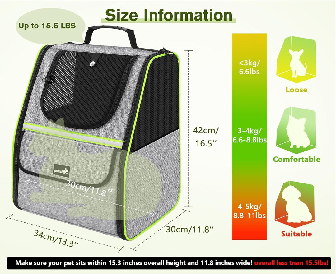 pecute Katzenrucksack Haustier Rucksack mit Netzfenster, Tragbare und Faltbare Katzentasche, Atmungs