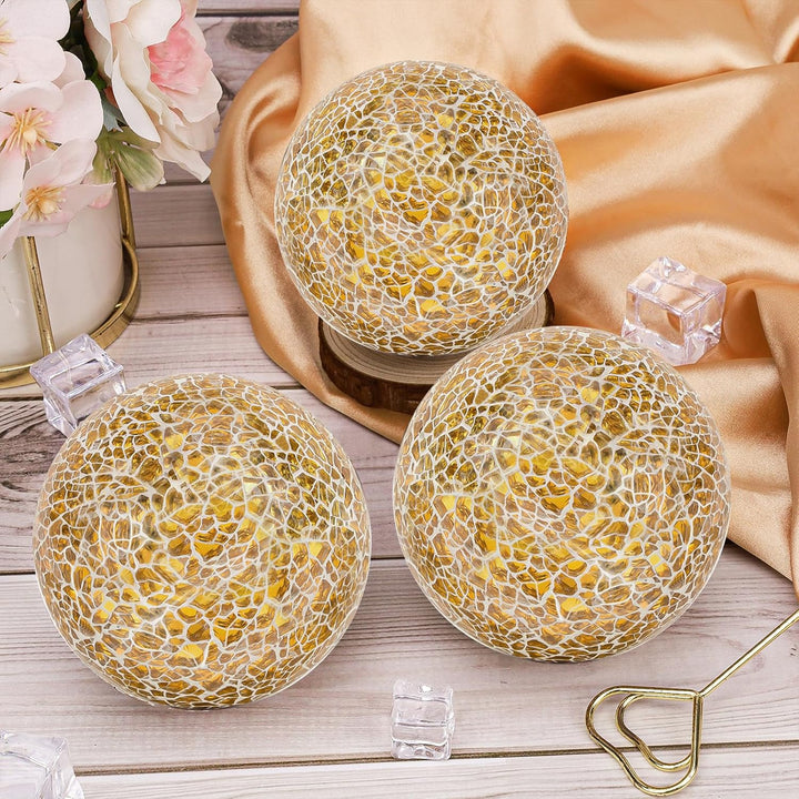 3 Stück Mosaikkugeln Glas 8cm Spiegelglaskugel Runden Knistern Kugeln Schalen Kernstück Zuhause Deko