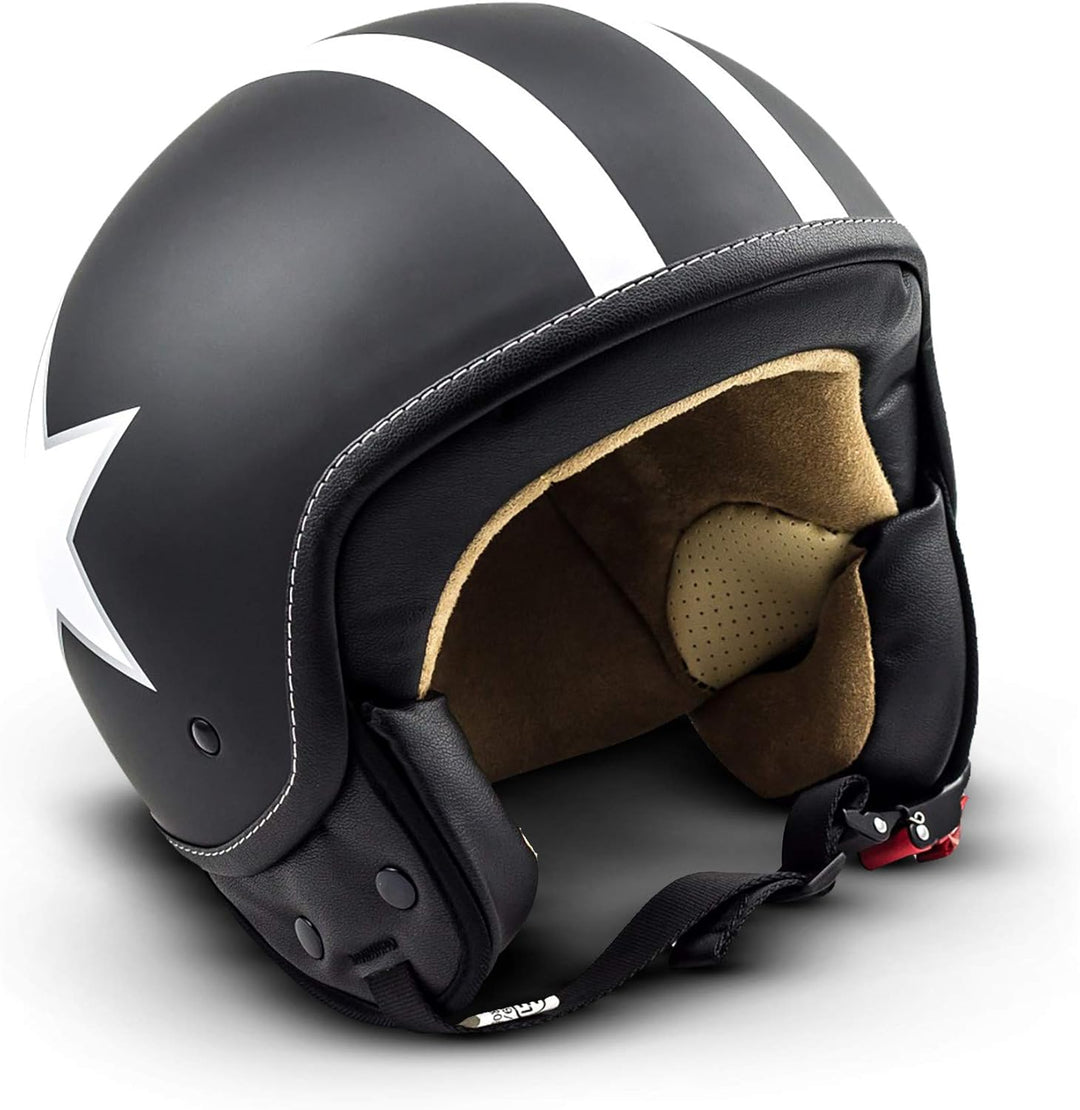 Soxon® SP-301 Star „Green“ · Jet-Helm · Motorrad-Helm Roller-Helm Scooter-Helm Moped Mofa-Helm Chopp