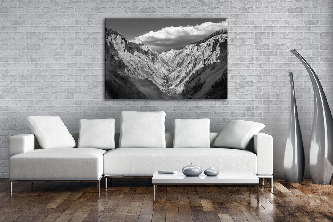 deyoli Fluss im steinigem Gebirge Effekt: Schwarz/Weiss Format: 100x70 als Leinwand, Motiv fertig ge