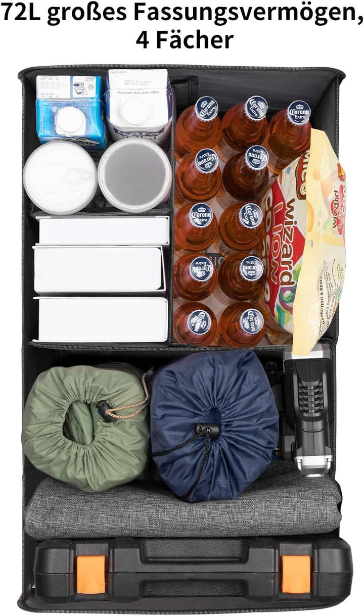 YOHOOLYO Kofferraum Organizer Faltbar 72L Auto Kofferraumtasche unterstützt 35 kg 600D Oxford-Gewebe