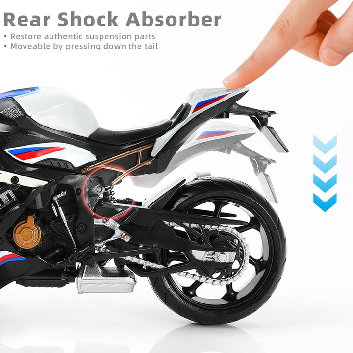 Risopen 1/12 S1000RR Motorrad Modell Spielzeug Mini Legierung Metall Diecast Motorrad Modell Weiss M