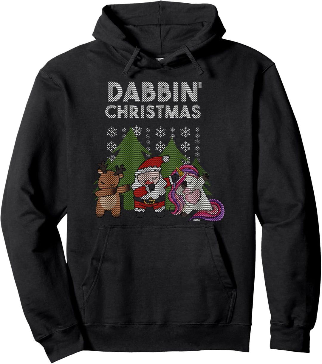Ugly Christmas Lustig Einhorn Rentier und Weihnachtsmann Pullover Hoodie