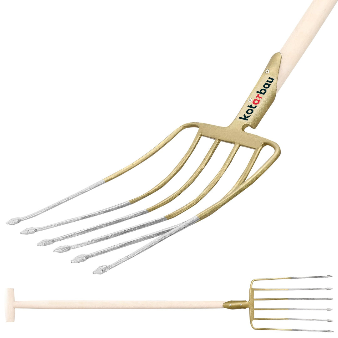 KOTARBAU® Forke 6 Zinken mit Stiel Heugabel Mistgabel Mistforke Gartengabel Gartenforke Dunggabel Sp