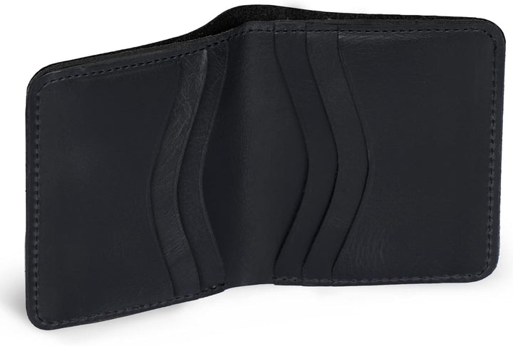 Otto Angelino Echtleder Ultra Slim Bifold Kartenhalter und Geldbörse - Unisex (Schwarz) Black 1, Bla