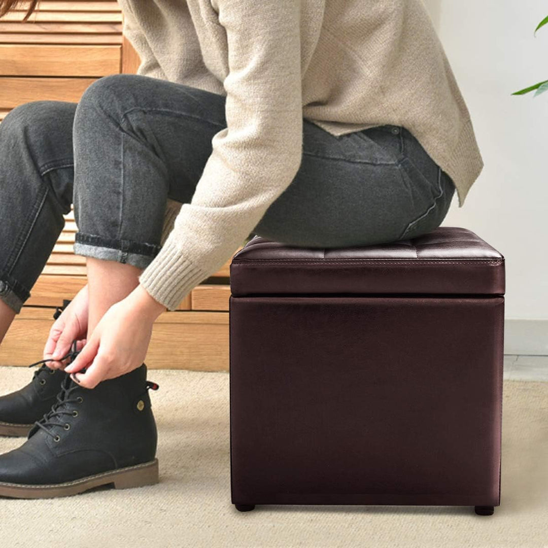 GIANTEX Sitzhocker mit Stauraum, Sitzwürfel Sitzbox auS PU, Sitztruhe Sitzcube Aufbewahrungsbox Fuss