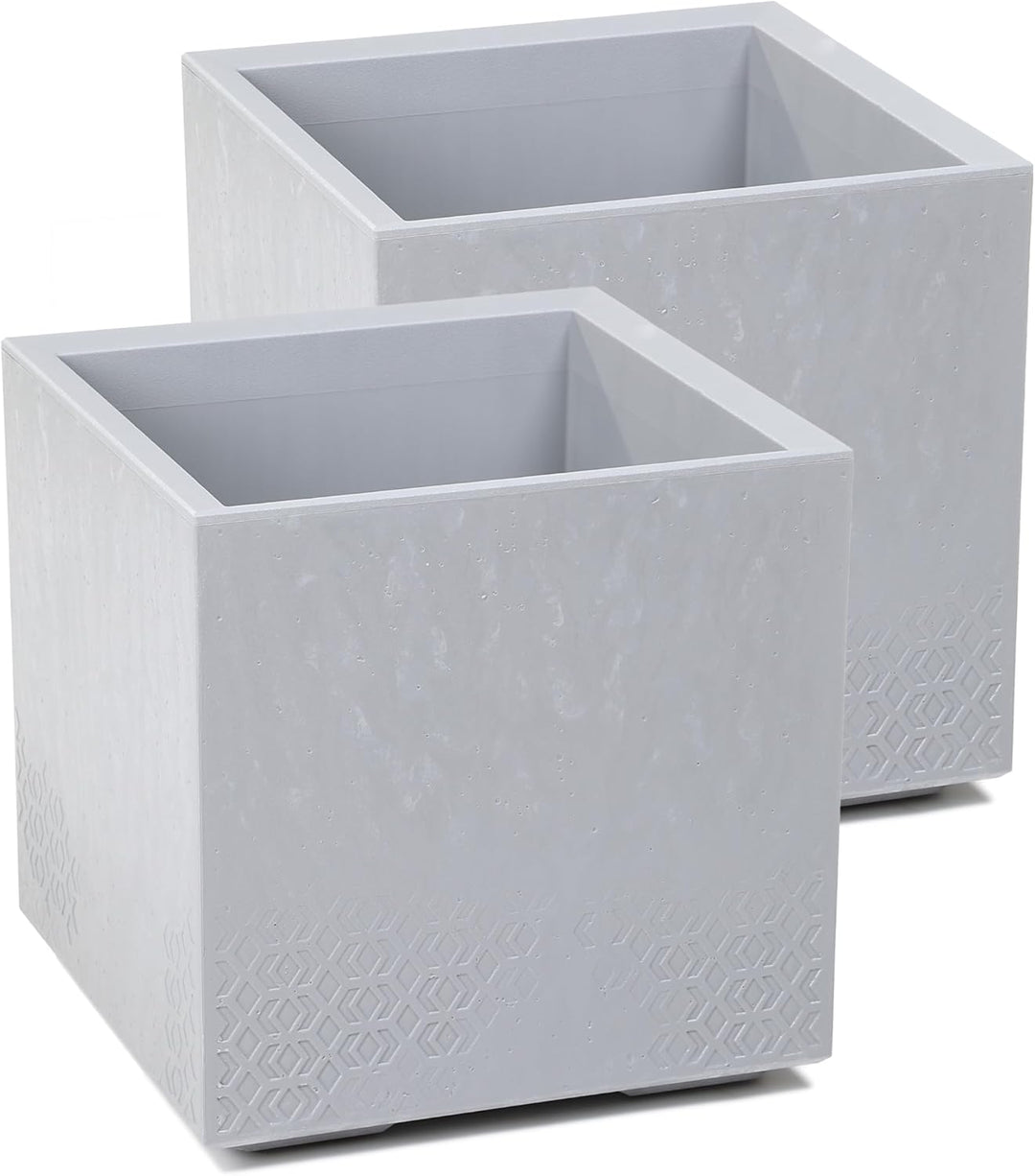 Kreher Set: 2 x XL Pflanzkasten Karo in verschiedenen Formaten und Farben. Tolle Beton Optik in Grau