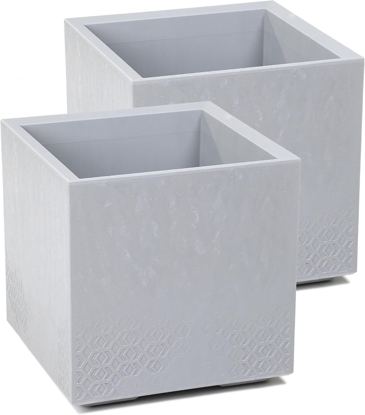 Kreher Set: 2 x XL Pflanzkasten Karo in verschiedenen Formaten und Farben. Tolle Beton Optik in Grau