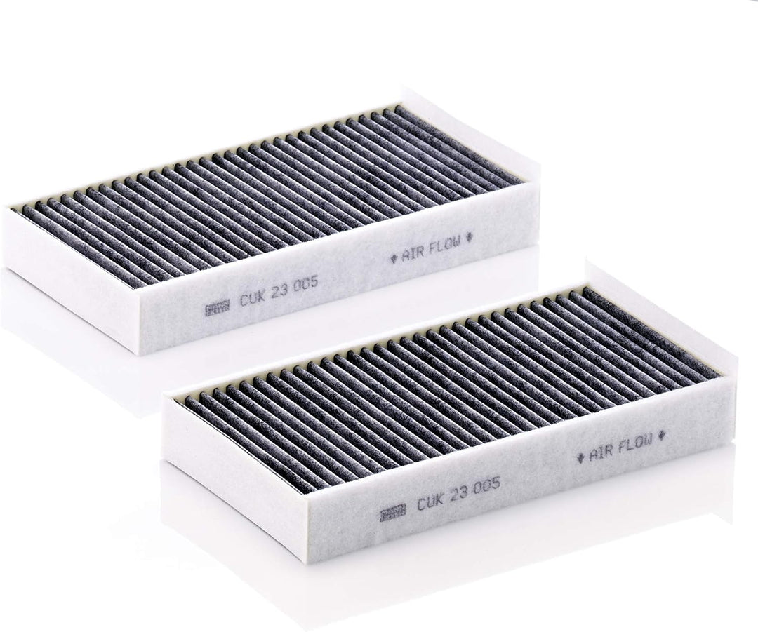MANN-FILTER CUK 23 005-2 Innenraumfilter – Kabinenluftfilter Satz (2er Set) mit Aktivkohle – Für PKW