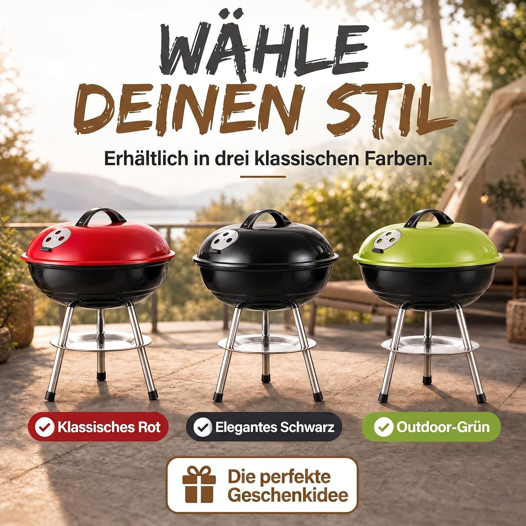 Micro BBQ Campinggrill Kugelgrill Mini Grill; Kompakter Reise Holzkohle-Grill Tischgrill Edelstahl e