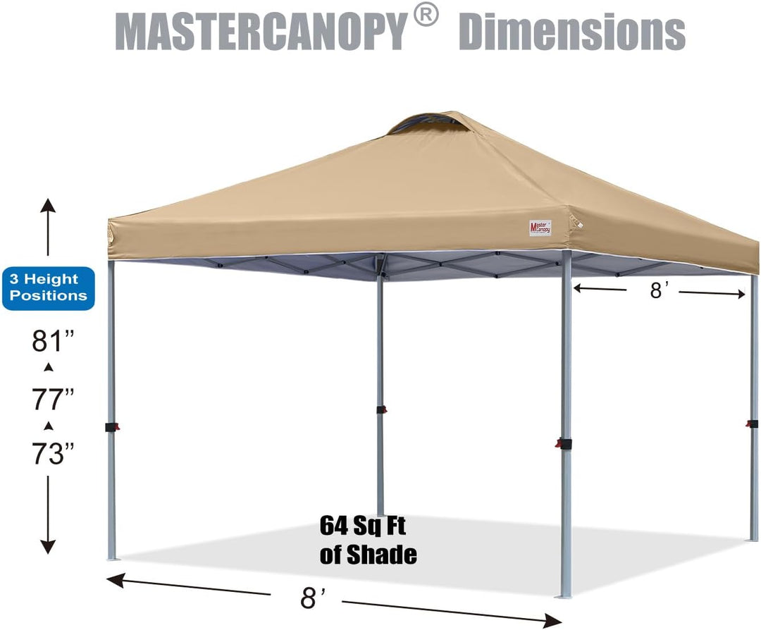 MasterCanopy 2,5 x 2,5 m Pop-up-Pavillon Faltpavillon Festzelt mit Entlüftung für Markt, Garten, Eve