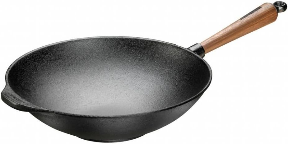 Skeppshult - Wok - Gusseisen - Holzgriff aus Walnuss - einsetzbar auf Allen Herdarten 3,5 l Ø 30 cm