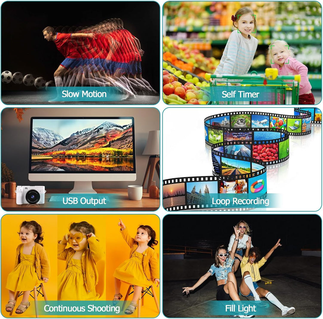 4K 75MP Digitalkamera mit WLAN, 3 Zoll LCD-Bildschirm Fotokamera mit 18X Zoom, Front und Rückobjekti