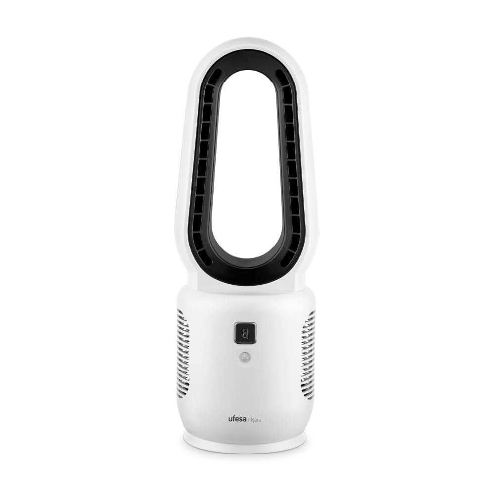 Ufesa Tischventilator Ohne Flügel Nara, Wiederaufladbar, 10W, USB‑C, 3 Geschwindigkeiten, LED‑Anzeig