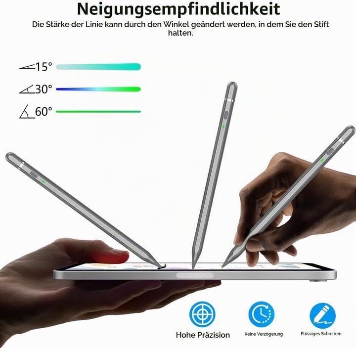 KIROSA Stift für iPad 2018-2023, iPad Stift mit USB-C Schnellladung, Neigung &amp; Handflächenabweisung,