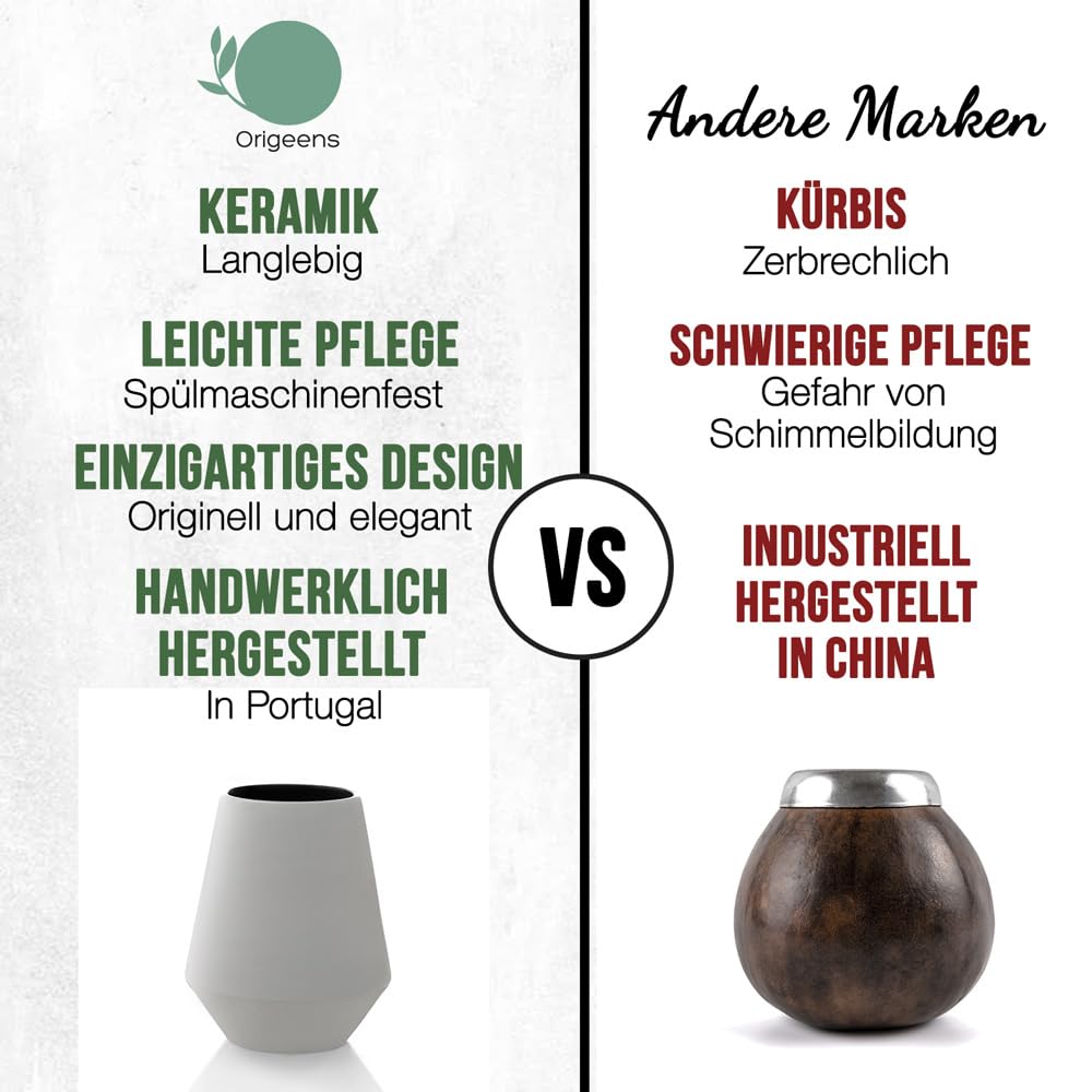 Origeens Mate Tee Set mit Mate Becher, Bombilla, und Bio Yerba Mate Tee | Design Mate Tee Becher aus