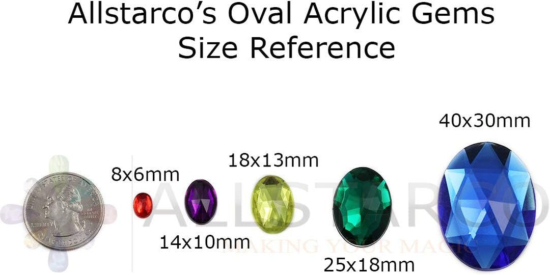 Allstarco 18x13mm Purple Amethyst Lite .NAT02L Flat Back Oval Acrylic Rhinestones Plastic Costume Ge