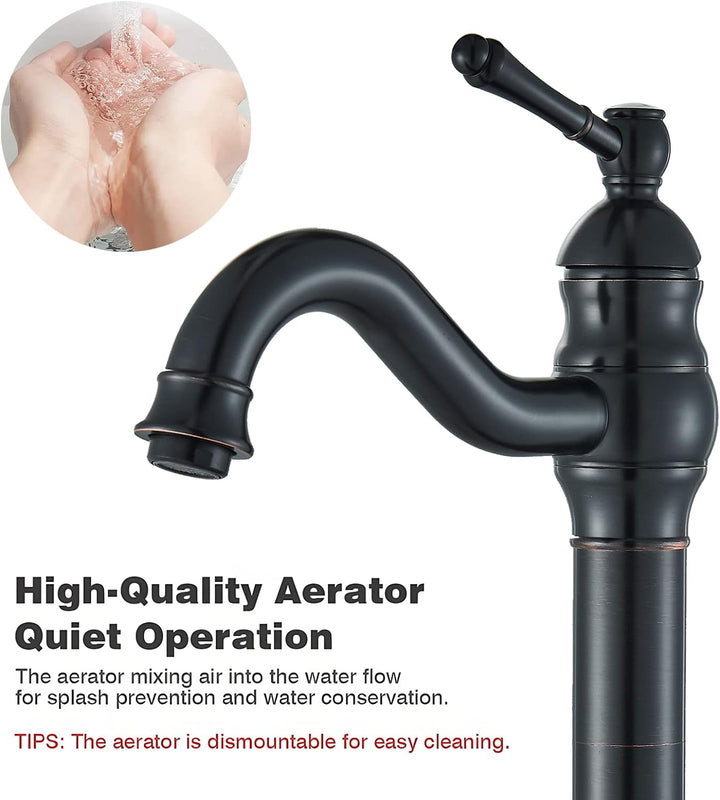 Rozin Wasserhahn Bad Schwarz Retro Hoch Waschtischarmatur 360°Schwenkbar Einhebel Waschbecken Armatu