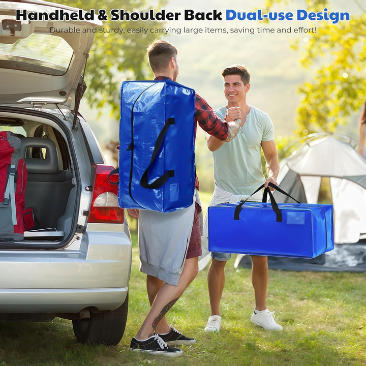 6 Stück 90L Grosse Aufbewahrungstasche, Heavy-Duty Umzugstaschen mit Rucksackgurten und Griffee, Rob