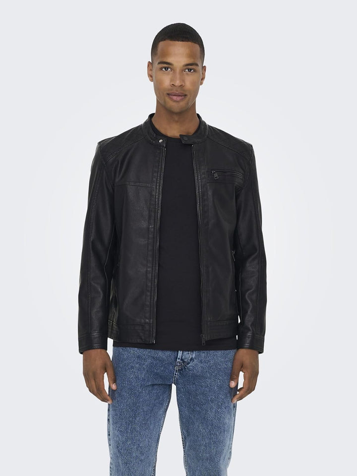 ONLY & SONS Herren Onsal Pu Noos OTW Jacke S Schwarz, S Schwarz