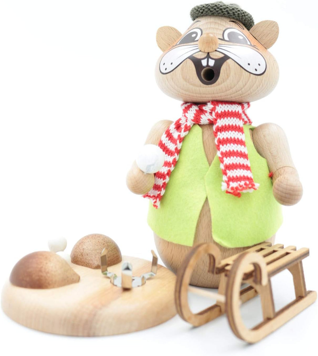 Kuhnert - Erzgebirgische Holzkunst Räuchermann Räucherfigur Hamster 18cm - Rodler, Rodler